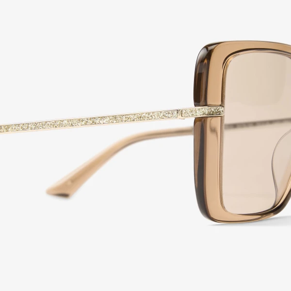 Transparent TAN Jimmy Choo Pati Sunglasses, view 3 | Sunglasses