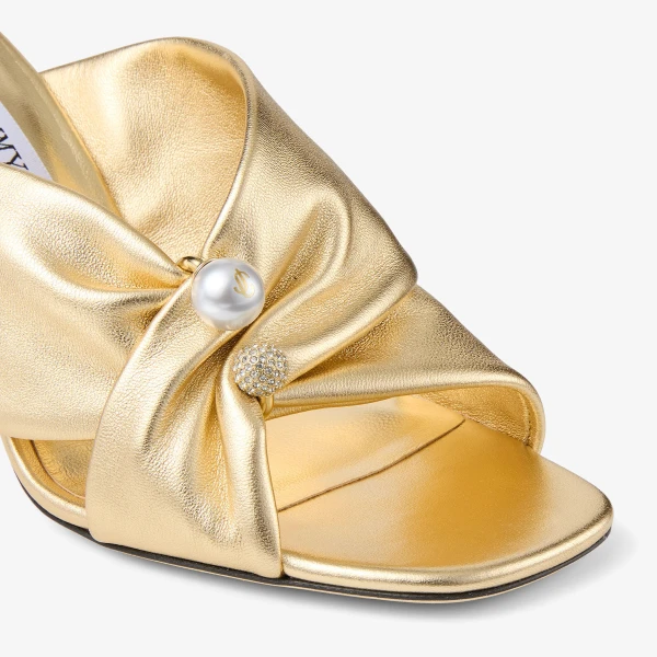 Gold Jimmy Choo Rafi 85 Sandals, view 4 | Sandals