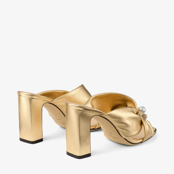 Gold Jimmy Choo Rafi 85 Sandals, view 6 | Sandals