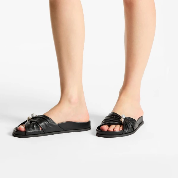 Black Jimmy Choo Rafi Flat, view 2 | Sandals