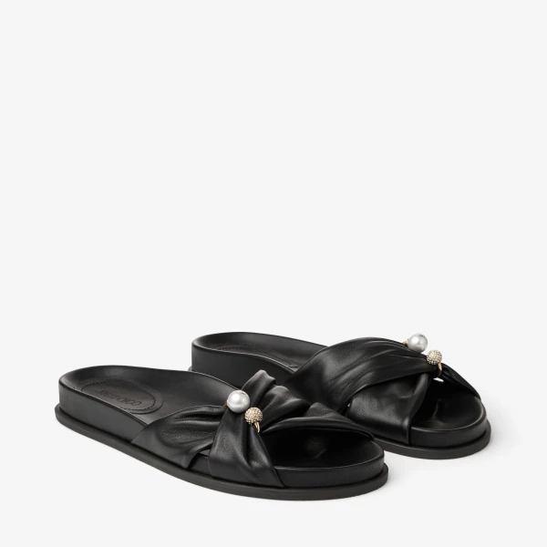Black Jimmy Choo Rafi Flat, view 3 | Sandals
