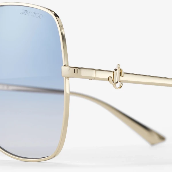Pale Gold Jimmy Choo Rive Sunglasses, view 3 | Sunglasses