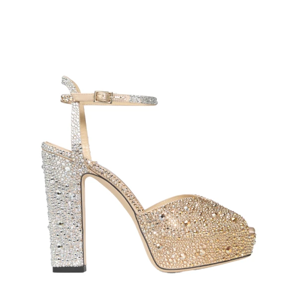Metallic Jimmy Choo Sacaria Platform 120 Platform Sandals | Sandals