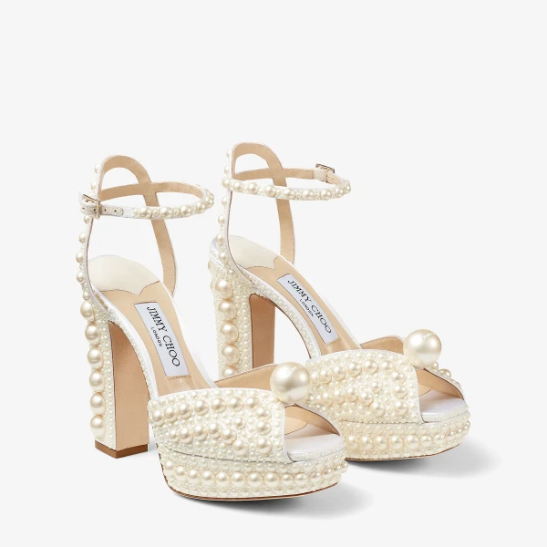 White Jimmy Choo Sacaria Platform 120 Sandals, view 2 | Sandals
