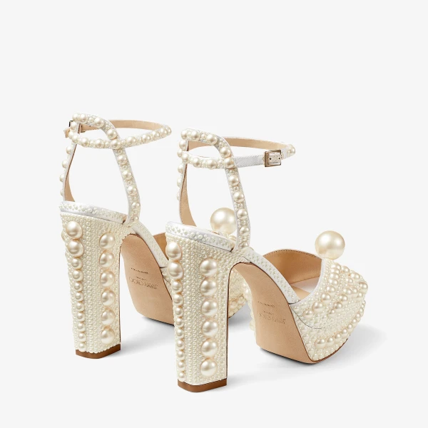 White Jimmy Choo Sacaria Platform 120 Sandals, view 4 | Sandals