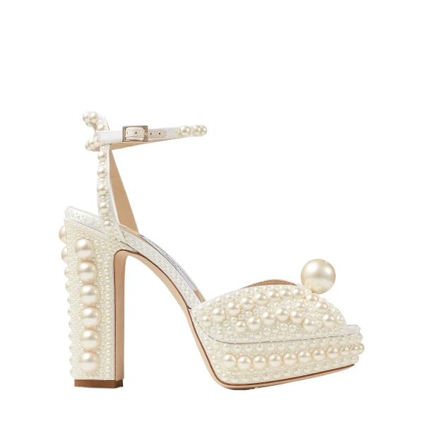 White Jimmy Choo Sacaria Platform 120 Sandals | Sandals