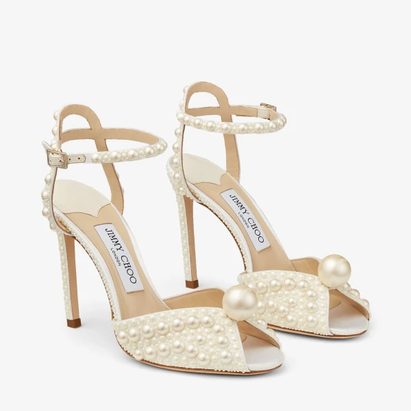 White Jimmy Choo Sacora 100 Sandals, view 2 | Sandals