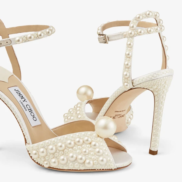 White Jimmy Choo Sacora 100 Sandals, view 3 | Sandals