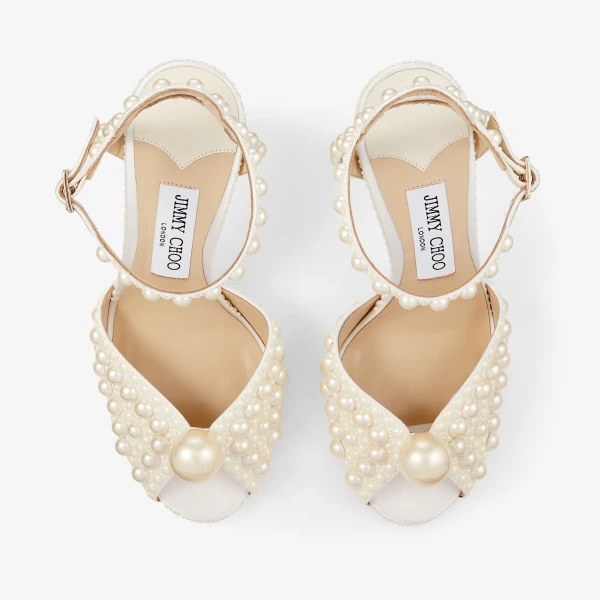 White Jimmy Choo Sacora 100 Sandals, view 4 | Sandals