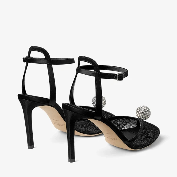 Black and Crystal Jimmy Choo Sacora 85 Sandals, view 5 | Sandals