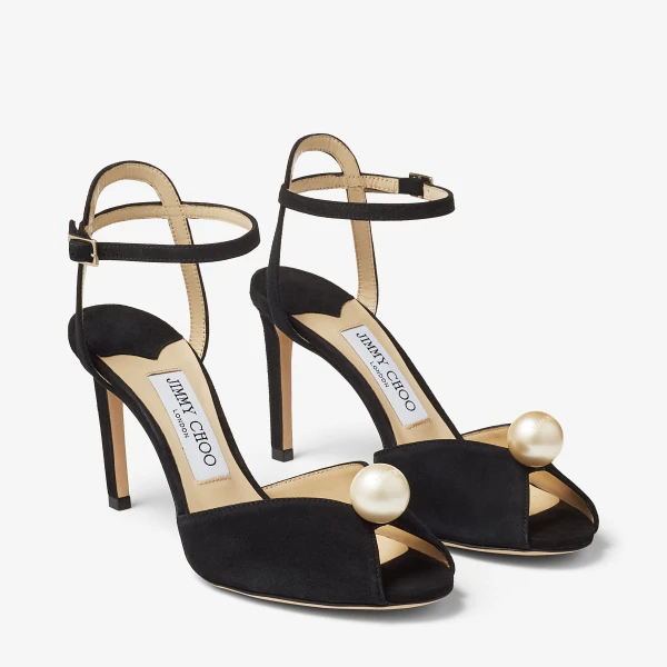 Black and White Jimmy Choo Sacora 85 Sandals, view 2 | Sandals