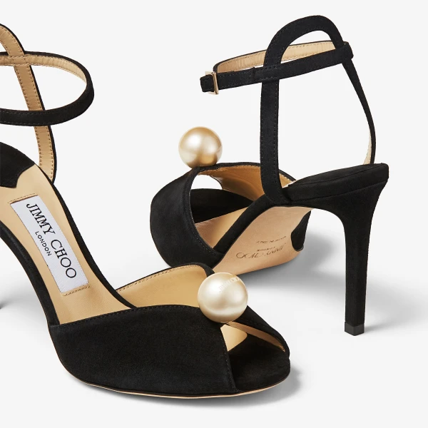 Black and White Jimmy Choo Sacora 85 Sandals, view 3 | Sandals