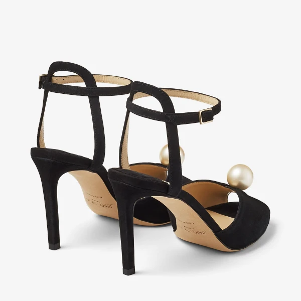 Black and White Jimmy Choo Sacora 85 Sandals, view 5 | Sandals