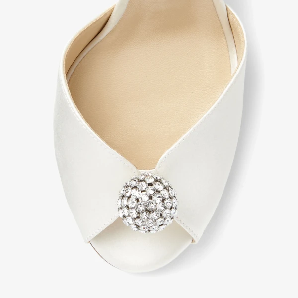 Ivory and Crystal Jimmy Choo Sacora 85 Sandals, view 3 | Sandals