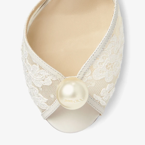 Ivory and White Jimmy Choo Sacora 85 Sandals, view 3 | Sandals