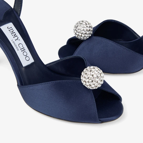 Marine and Crystal Jimmy Choo Sacora 85 Sandals, view 4 | Sandals