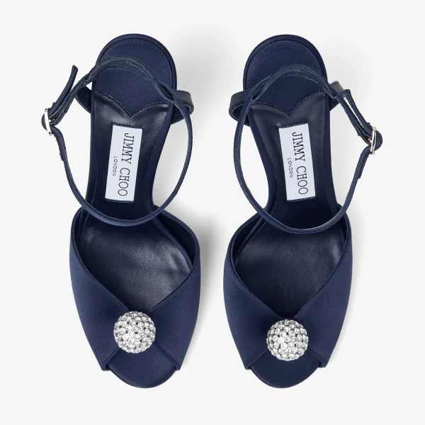 Marine and Crystal Jimmy Choo Sacora 85 Sandals, view 5 | Sandals