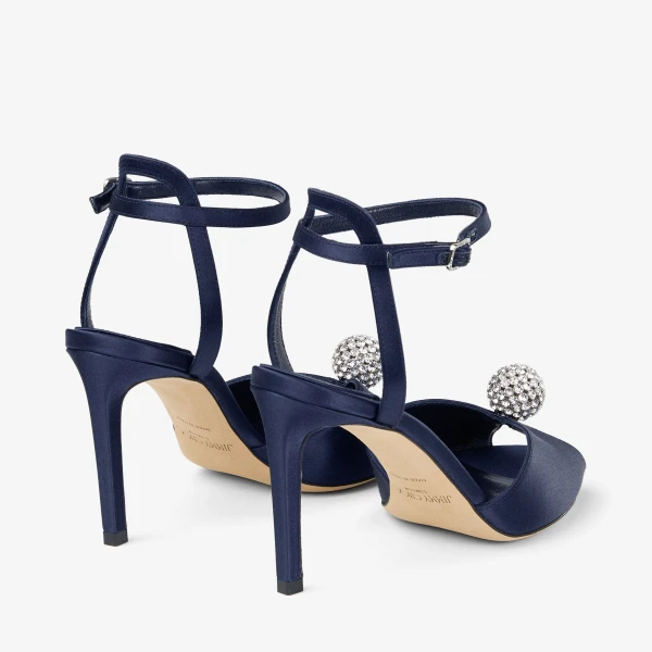 Marine and Crystal Jimmy Choo Sacora 85 Sandals, view 6 | Sandals