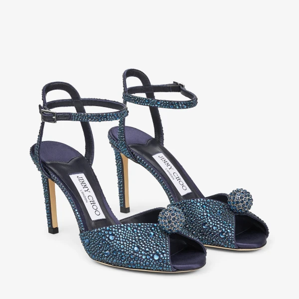 Navy Jimmy Choo Sacora 85 Sandals, view 3 | Sandals