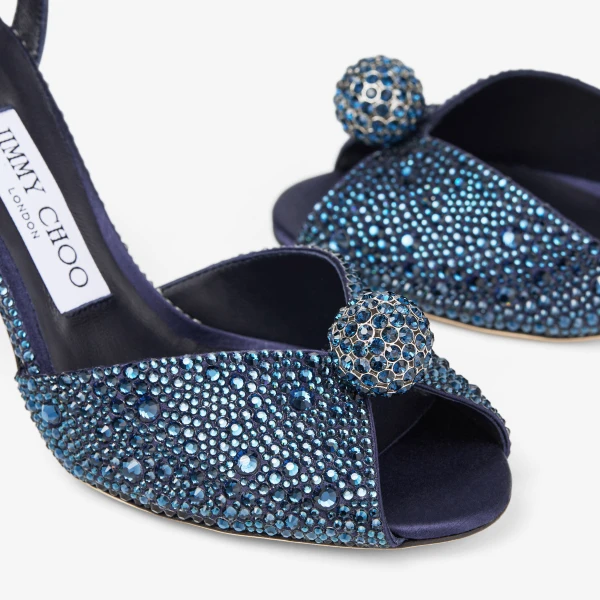 Navy Jimmy Choo Sacora 85 Sandals, view 4 | Sandals