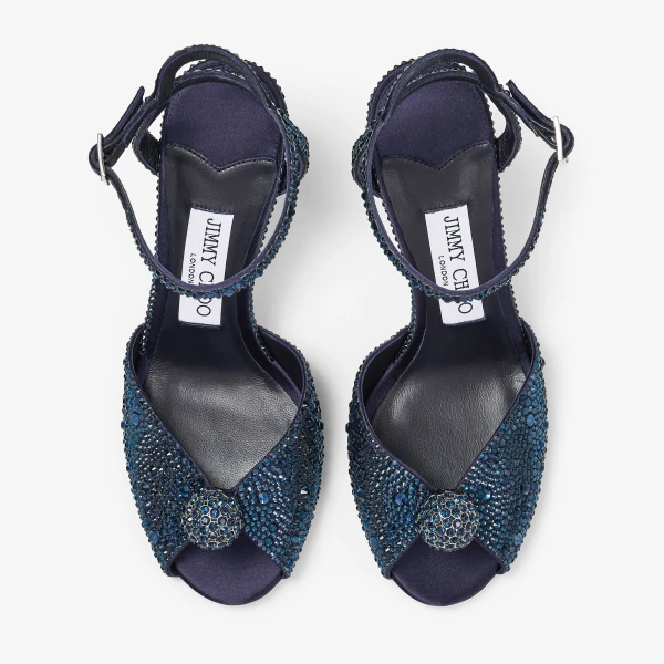 Navy Jimmy Choo Sacora 85 Sandals, view 5 | Sandals