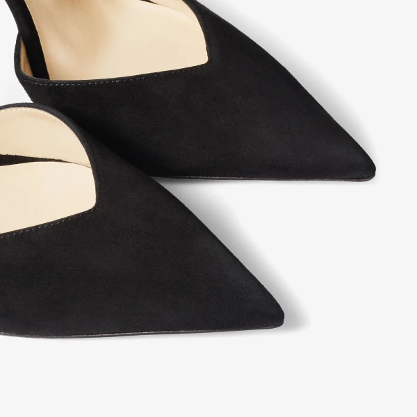 Black and Crystal Jimmy Choo Saeda 100 Pumps, view 3 | Heels