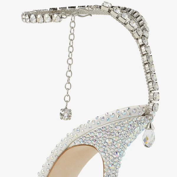 Ivory and Crystal Jimmy Choo Saeda 100 Pumps, view 3 | Heels