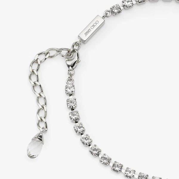 Silver and Crystal Jimmy Choo Saeda Anklet, view 2 | Jewelry