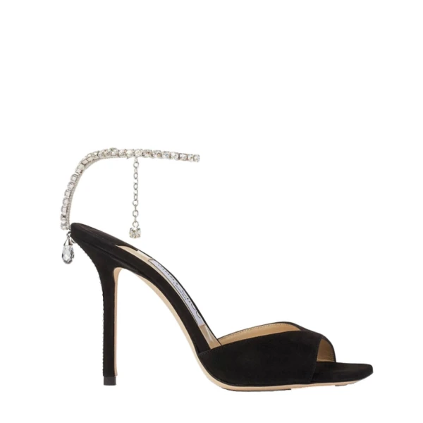 Black Jimmy Choo Saeda Sandal 100 | Sandals