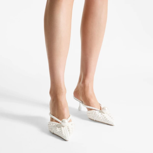 White Jimmy Choo Sana Mule 50, view 2 | Mules