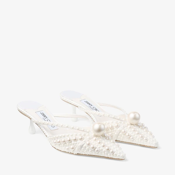 White Jimmy Choo Sana Mule 50, view 3 | Mules