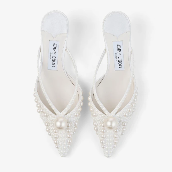 White Jimmy Choo Sana Mule 50, view 5 | Mules
