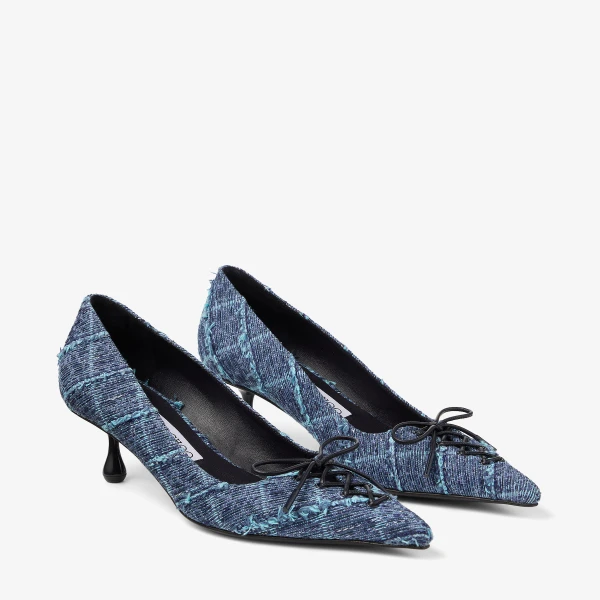 Denim Jimmy Choo Scarlett 50 Pumps, view 3 | Heels