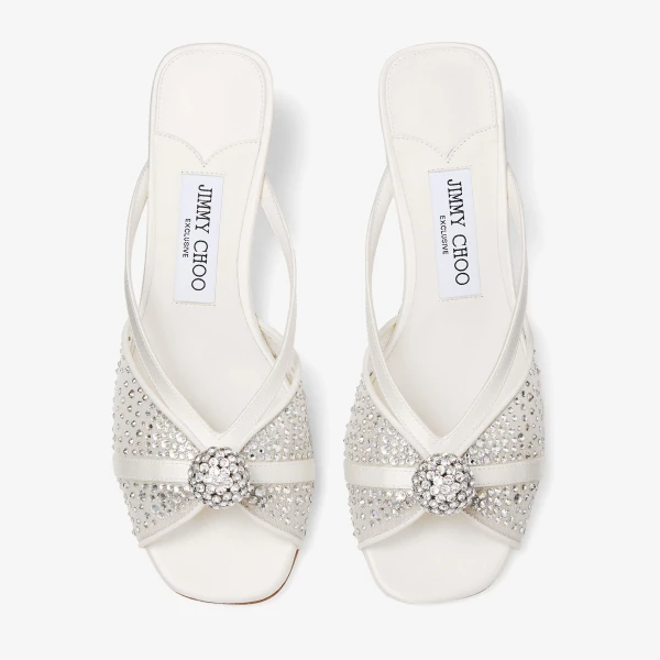 Ivory Mix Jimmy Choo Siva Mule 50, view 4 | Mules