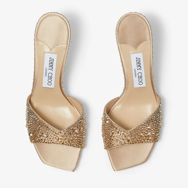 Gold and Crystal Jimmy Choo Skye 70 Sandals, view 5 | Sandals