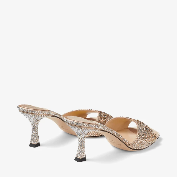 Gold and Crystal Jimmy Choo Skye 70 Sandals, view 6 | Sandals