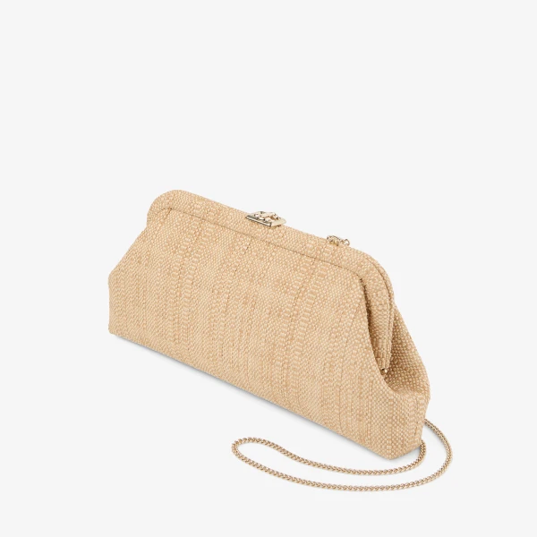 Natural and Light Gold Jimmy Choo Skylar Clutch Bag, view 2 | Clutch Bags