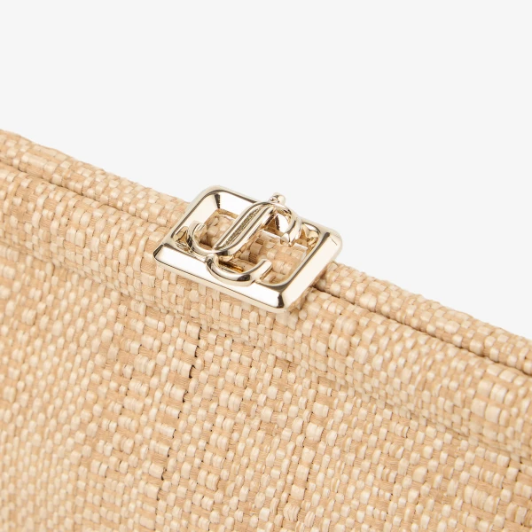 Natural and Light Gold Jimmy Choo Skylar Clutch Bag, view 3 | Clutch Bags