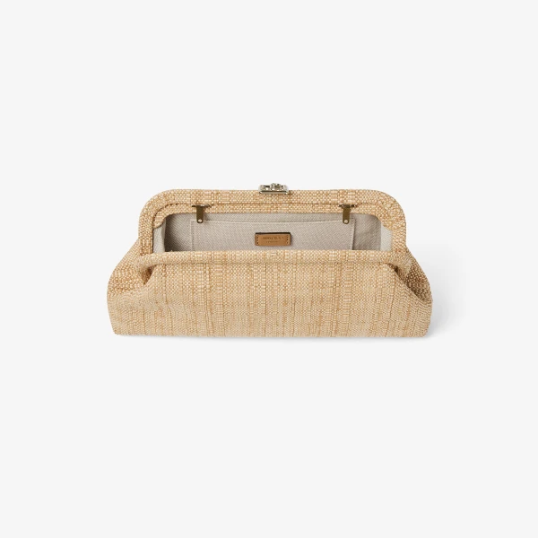 Natural and Light Gold Jimmy Choo Skylar Clutch Bag, view 4 | Clutch Bags