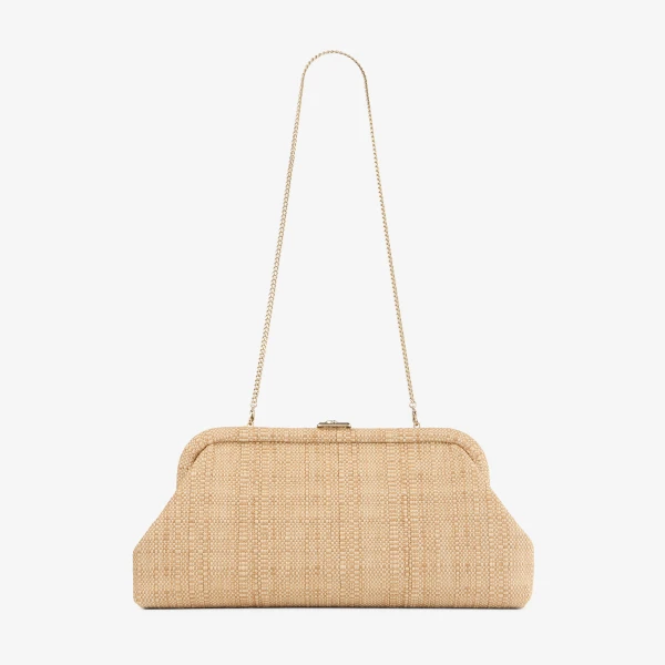 Natural and Light Gold Jimmy Choo Skylar Clutch Bag, view 5 | Clutch Bags