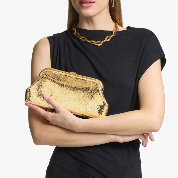 Gold and Light Gold Jimmy Choo Skylar Clutch, view 2 | Clutch Bags
