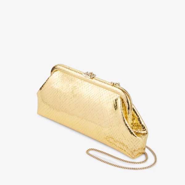 Gold and Light Gold Jimmy Choo Skylar Clutch, view 3 | Clutch Bags