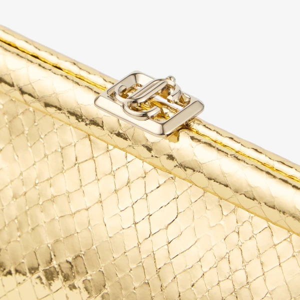 Gold and Light Gold Jimmy Choo Skylar Clutch, view 4 | Clutch Bags