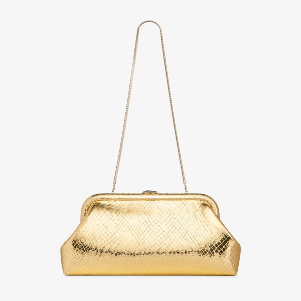 Gold and Light Gold Jimmy Choo Skylar Clutch, view 6 | Clutch Bags
