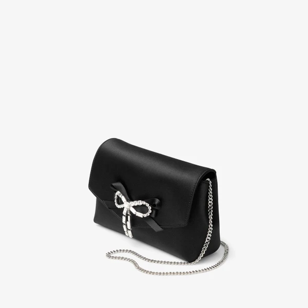 Black and Silver Jimmy Choo Soft Bow Mini Bag, view 3 | Mini Bags