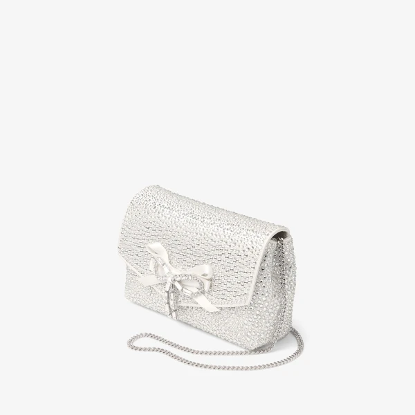 Ivory and Silver Jimmy Choo Soft Bow Mini Bag, view 3 | Mini Bags