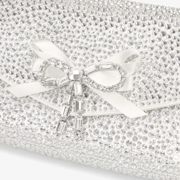 Ivory and Silver Jimmy Choo Soft Bow Mini Bag, view 4 | Mini Bags