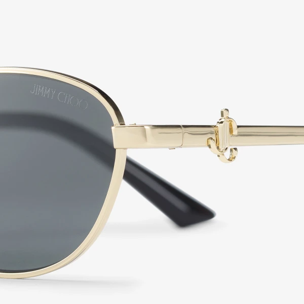 Pale Gold Jimmy Choo Sora Sunglasses, view 3 | Sunglasses