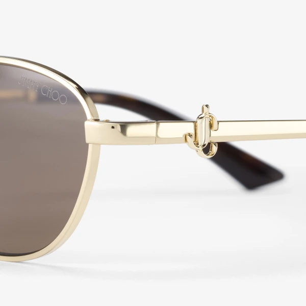 Pale Gold Jimmy Choo Sora Sunglasses, view 3 | Sunglasses