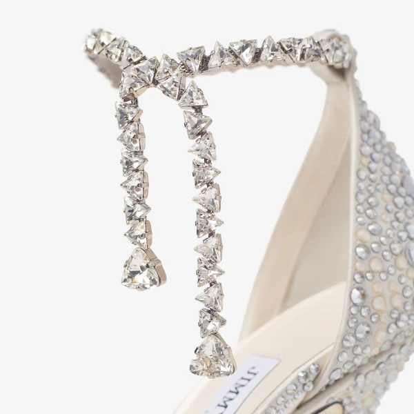 Ivory and Crystal Jimmy Choo Stevie 100 Pumps, view 4 | Heels